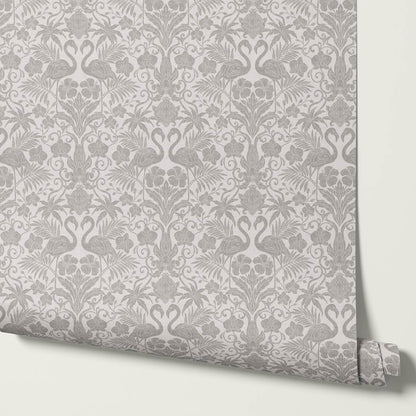 Nemy Flamingoes Dove Gray Wallpaper