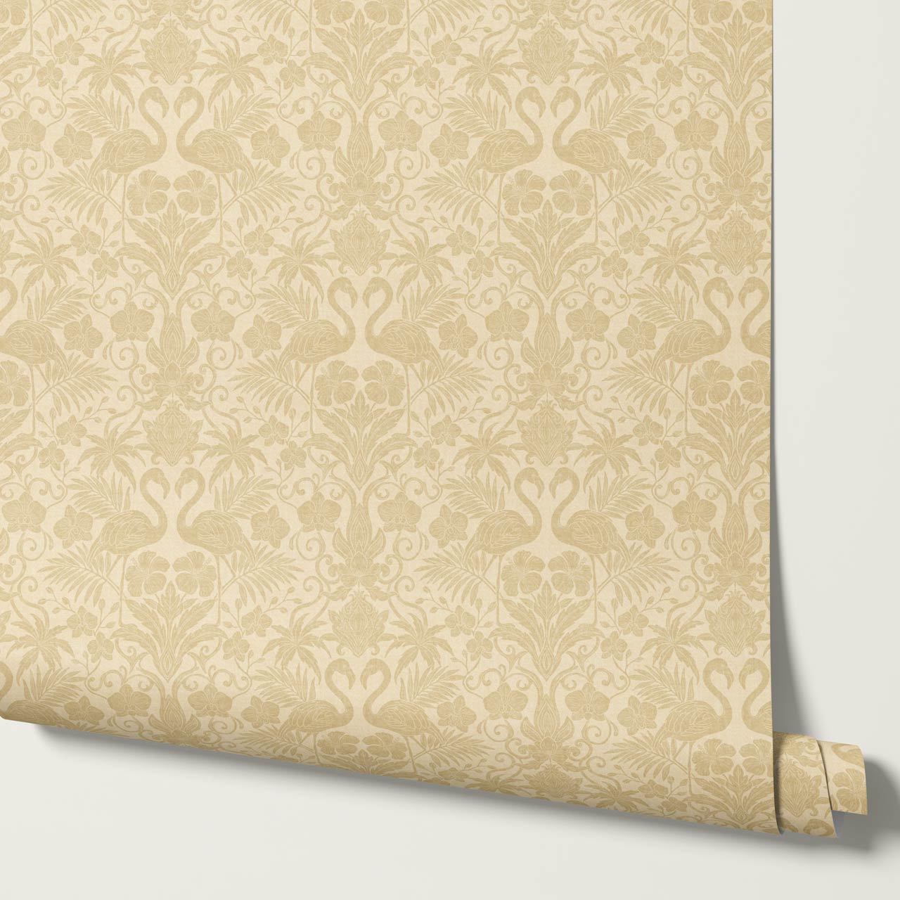 Nemy Flamingoes Honey Yellow Wallpaper