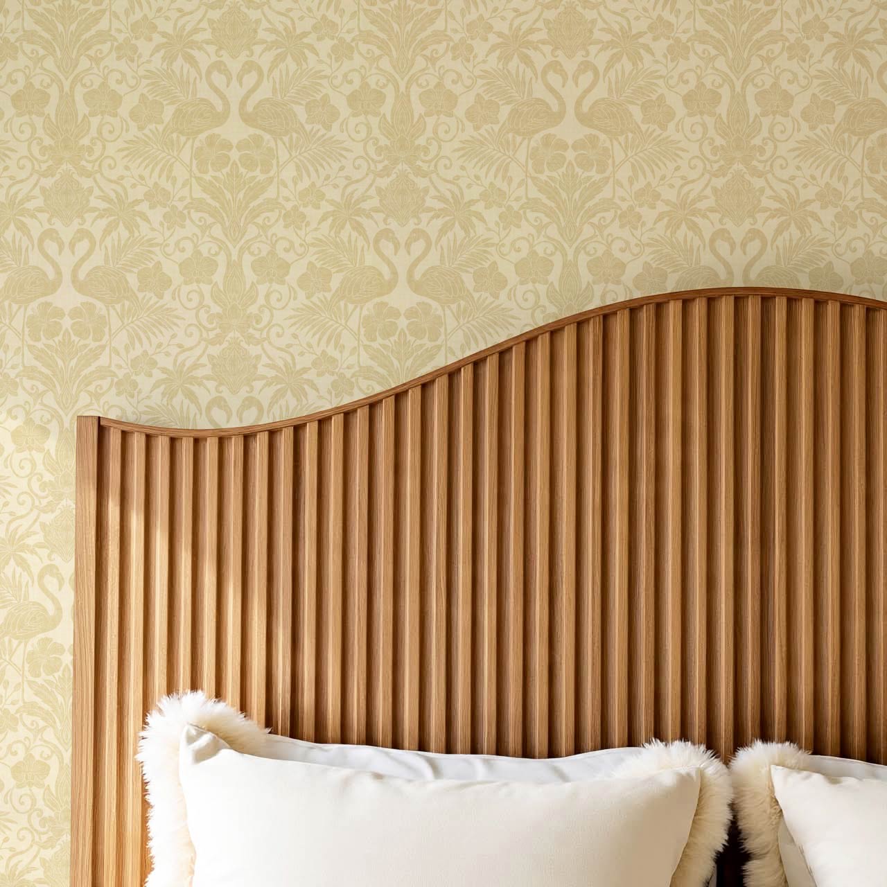 Nemy Flamingoes Honey Yellow Wallpaper