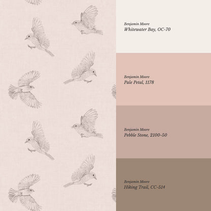 Nerissa Birds Blush Coral Wallpaper