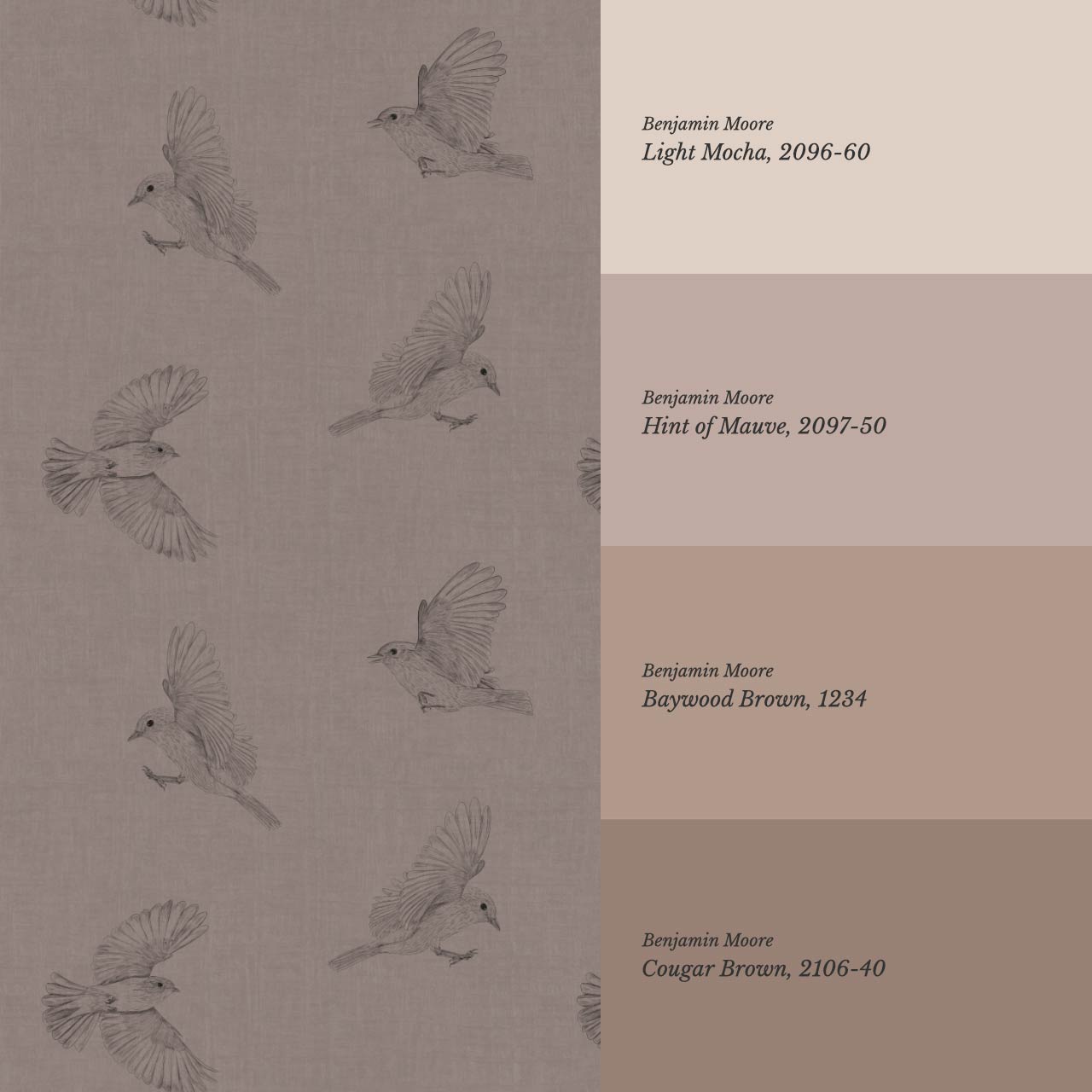 Nerissa Birds Brown Wallpaper