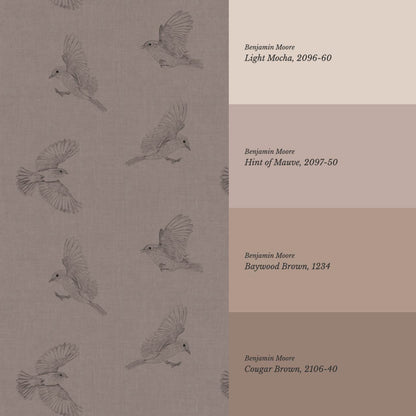 Nerissa Birds Brown Wallpaper