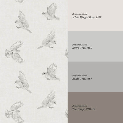 Nerissa Birds Soft Gray Wallpaper