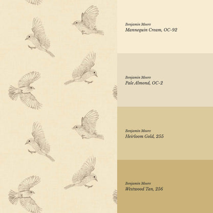 Nerissa Birds Pale Honey Wallpaper