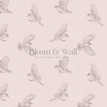 Nerissa Birds Blush Coral Wallpaper