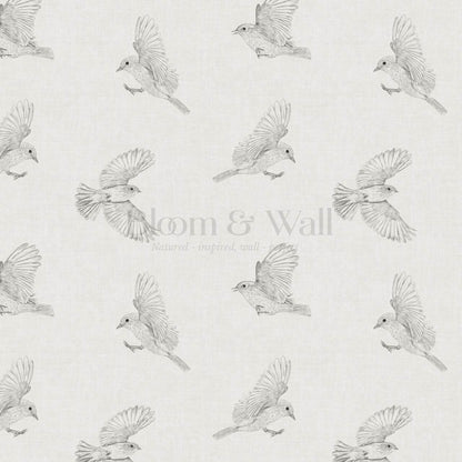 Nerissa Birds Soft Gray Wallpaper