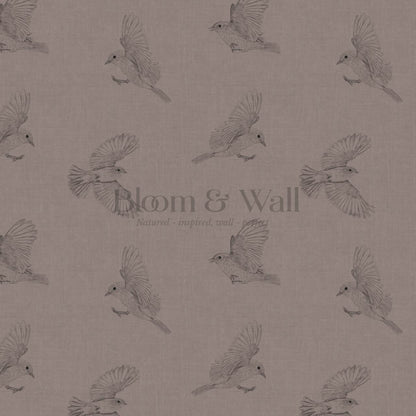 Nerissa Birds Brown Wallpaper