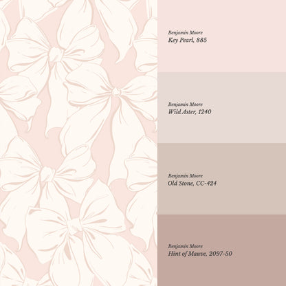 Nevaeh Large Bows Blush Cream Wallpaper