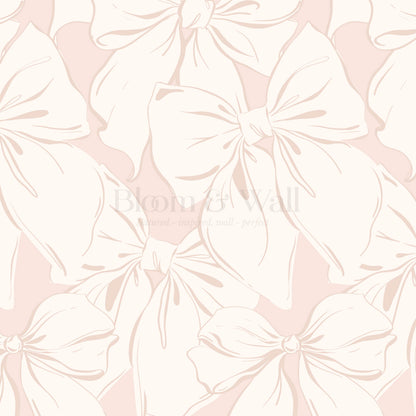 Nevaeh Large Bows Blush Cream Wallpaper