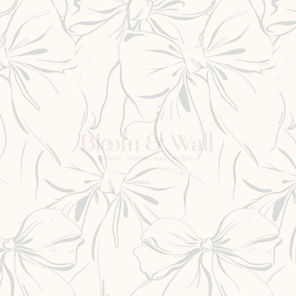 Nevaeh Large Bows Cream Dove Gray Wallpaper