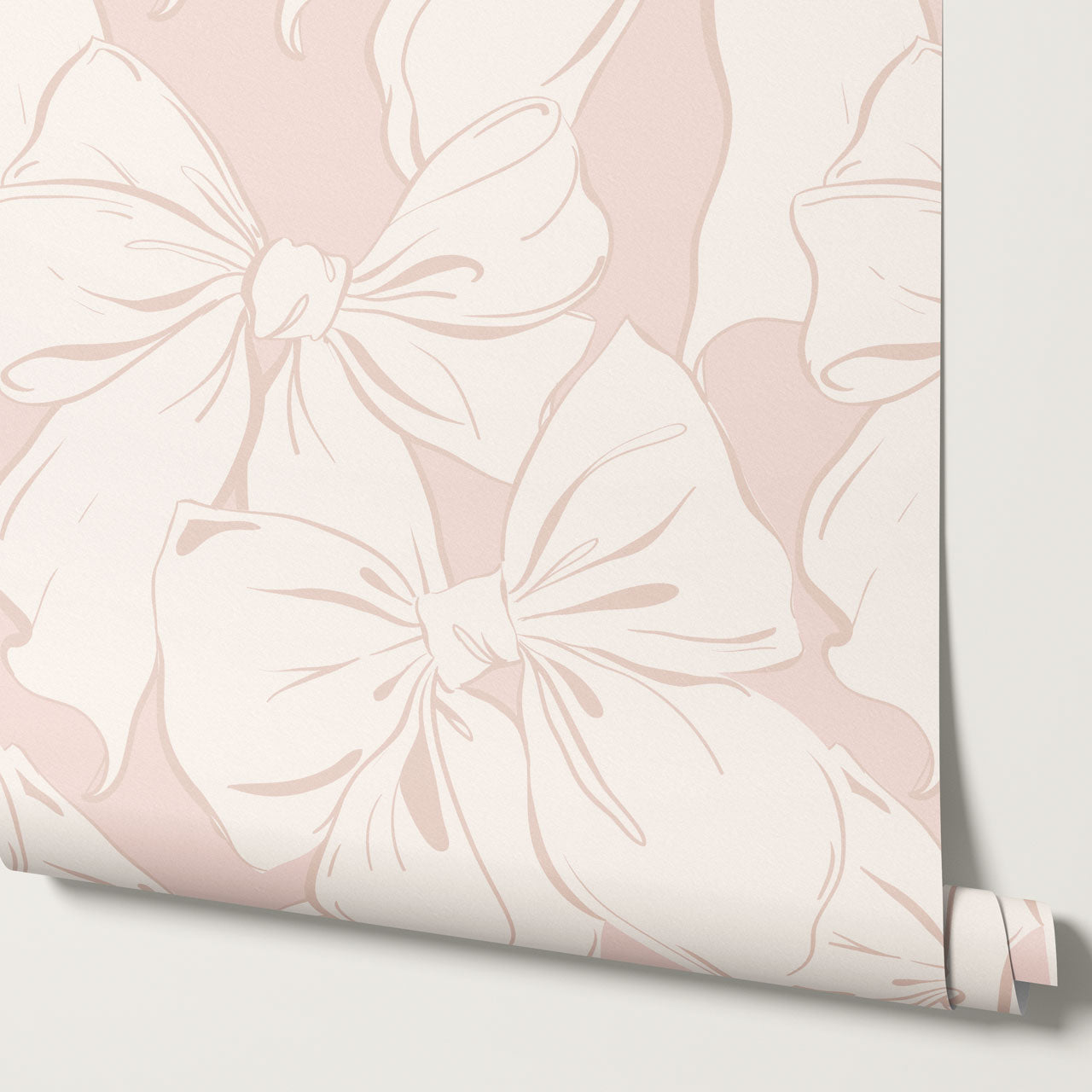 Nevaeh Large Bows Blush Cream Wallpaper