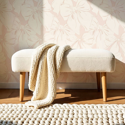 Nevaeh Large Bows Blush Cream Wallpaper