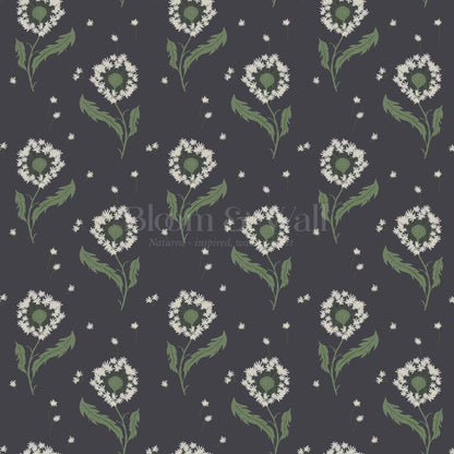 Nicolasa Dandelions Slate Green Wallpaper
