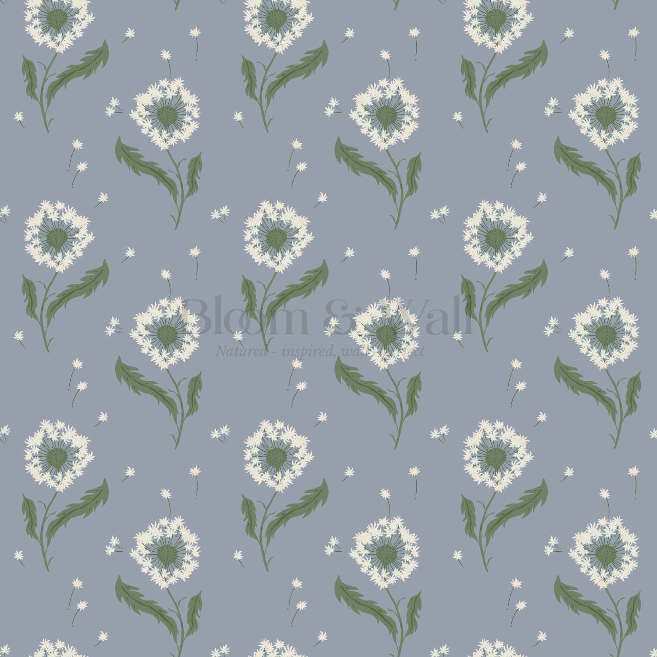 Nicolasa Dandelions Sky Sage Wallpaper