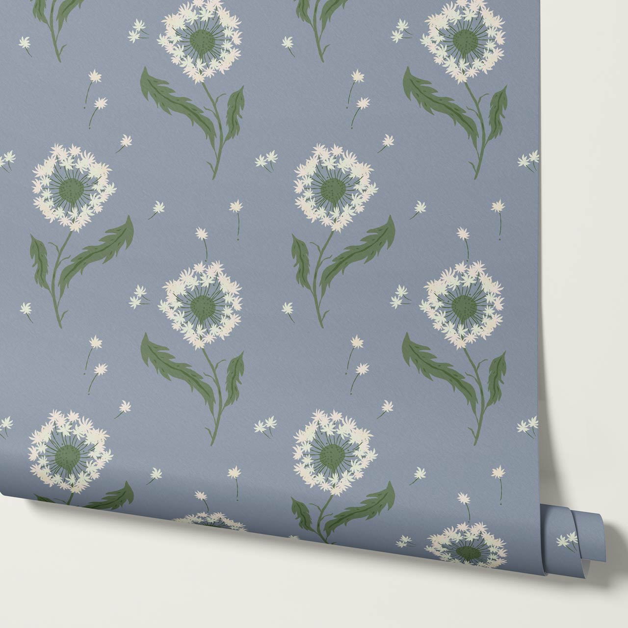 Nicolasa Dandelions Sky Sage Wallpaper