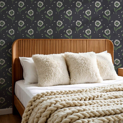 Nicolasa Dandelions Slate Green Wallpaper