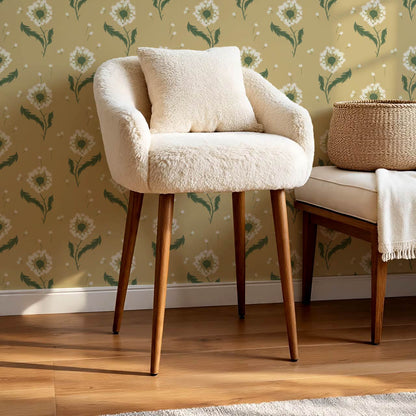 Nicolasa Dandelions Mustard Green Wallpaper