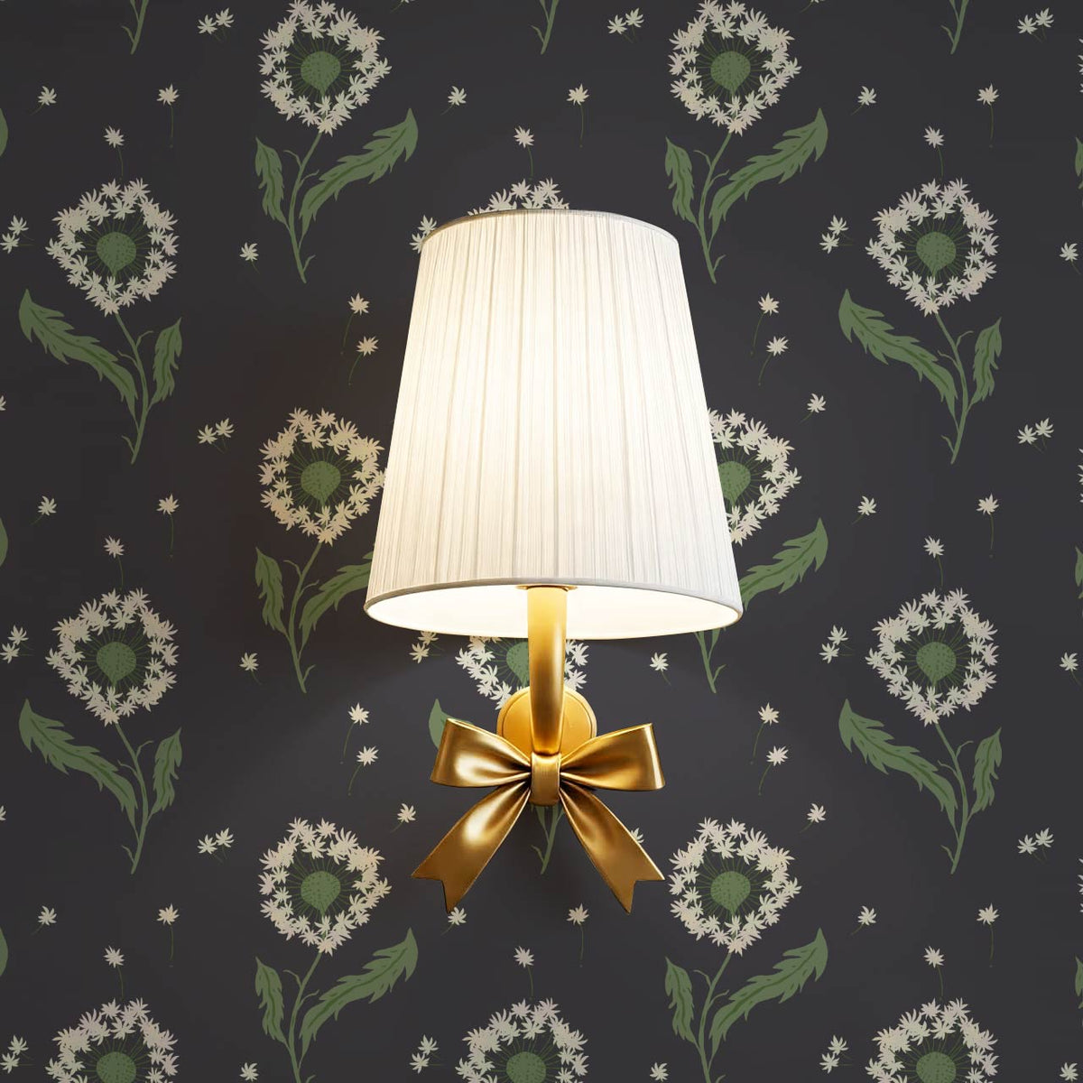 Nicolasa Dandelions Slate Green Wallpaper