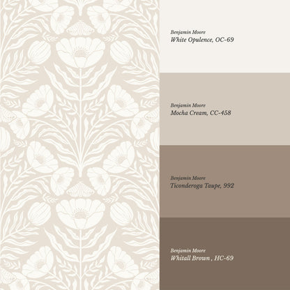 Ninette Moth Wildflower Garden Beige Wallpaper