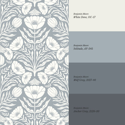 Ninette Moth Wildflower Garden French Blue Wallpaper