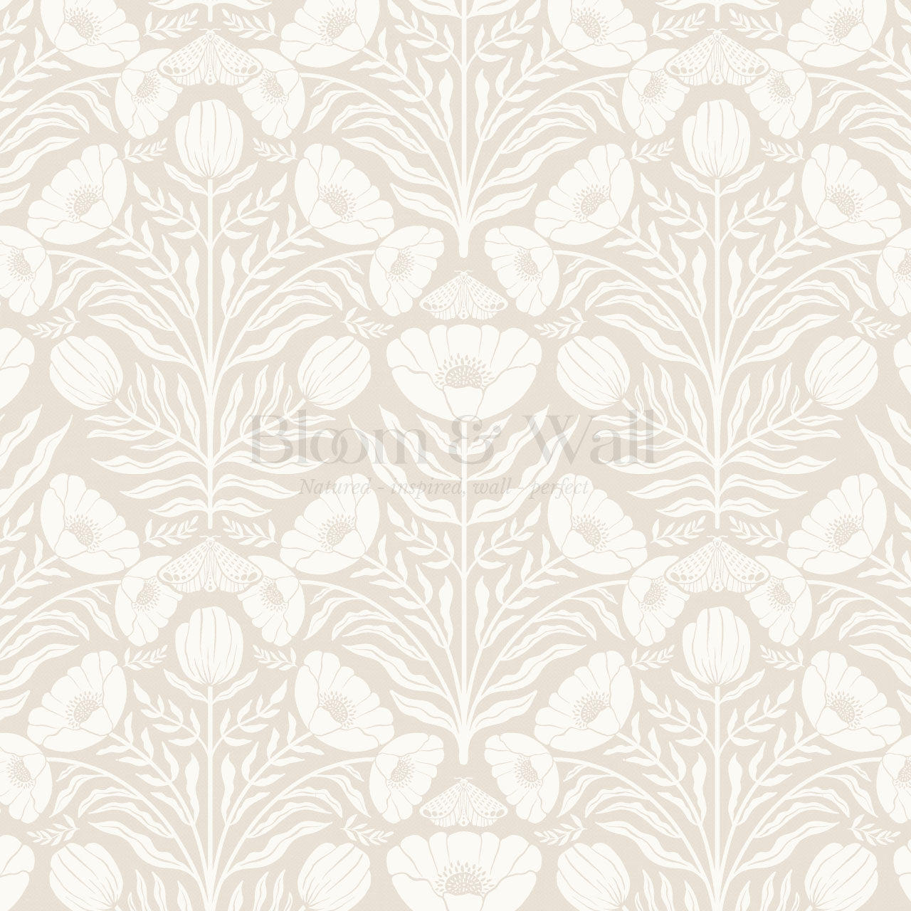 Ninette Moth Wildflower Garden Beige Wallpaper