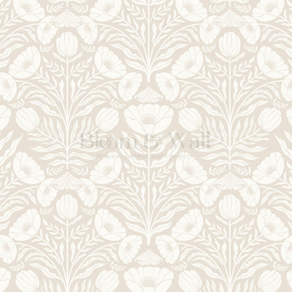 Ninette Moth Wildflower Garden Beige Wallpaper