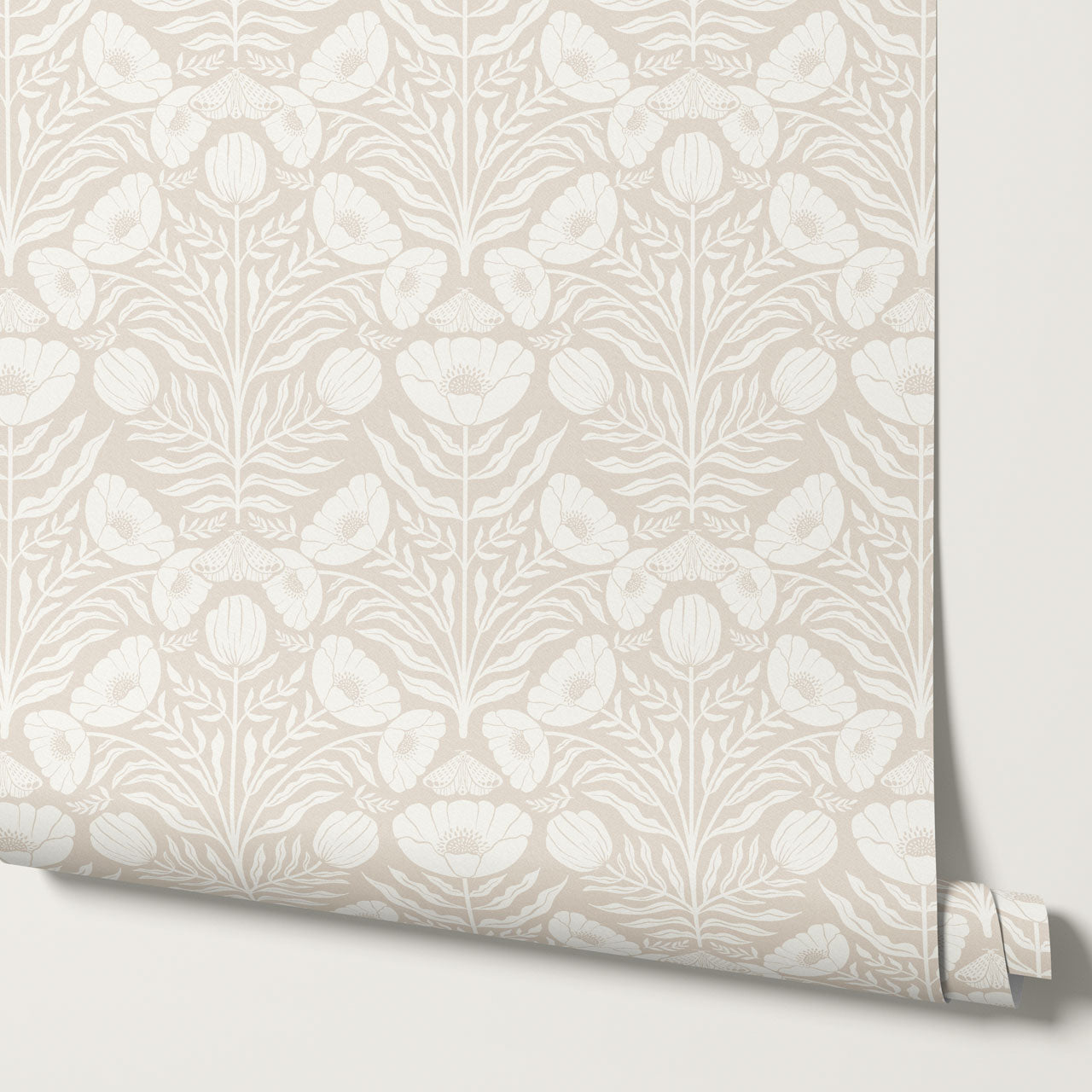 Ninette Moth Wildflower Garden Beige Wallpaper
