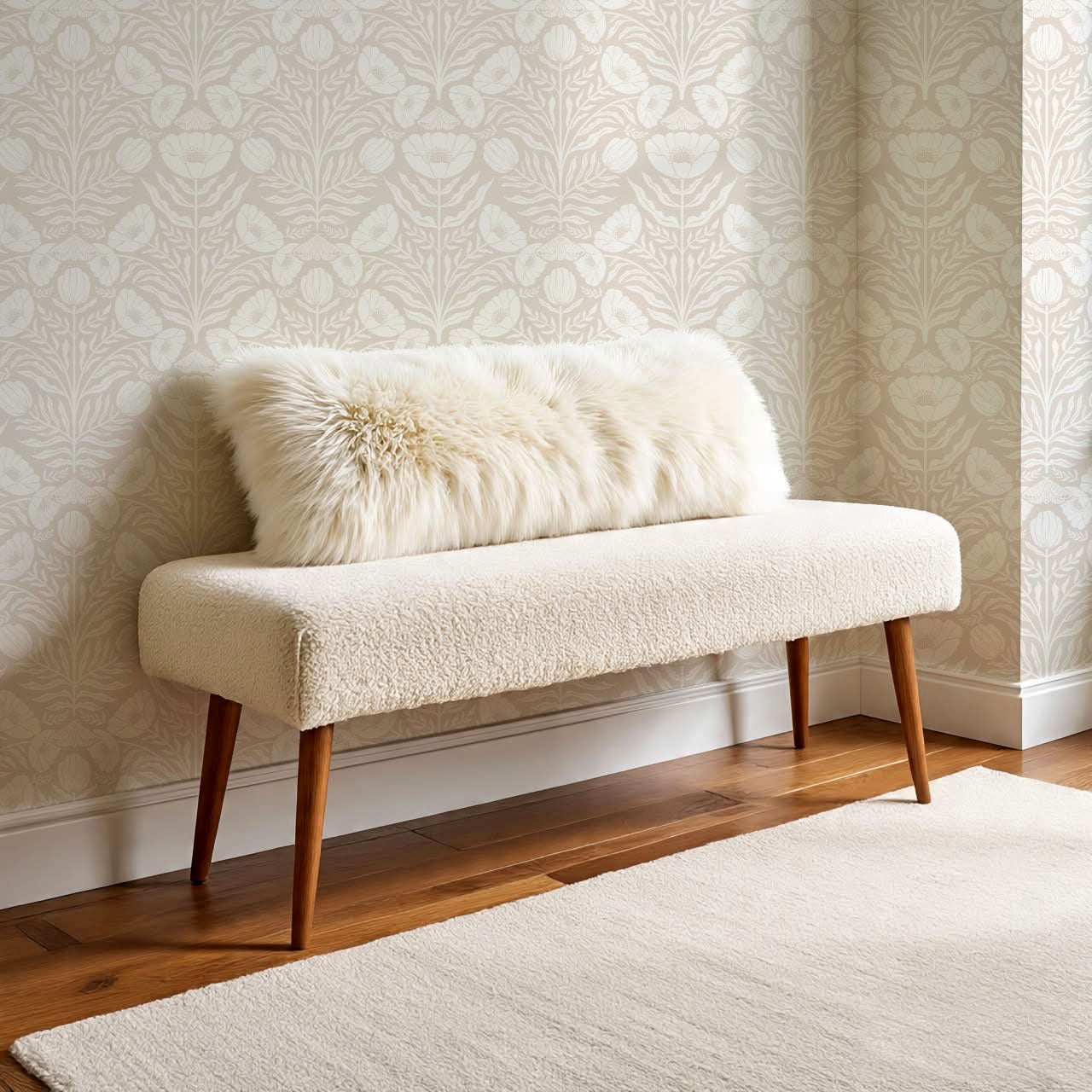 Ninette Moth Wildflower Garden Beige Wallpaper