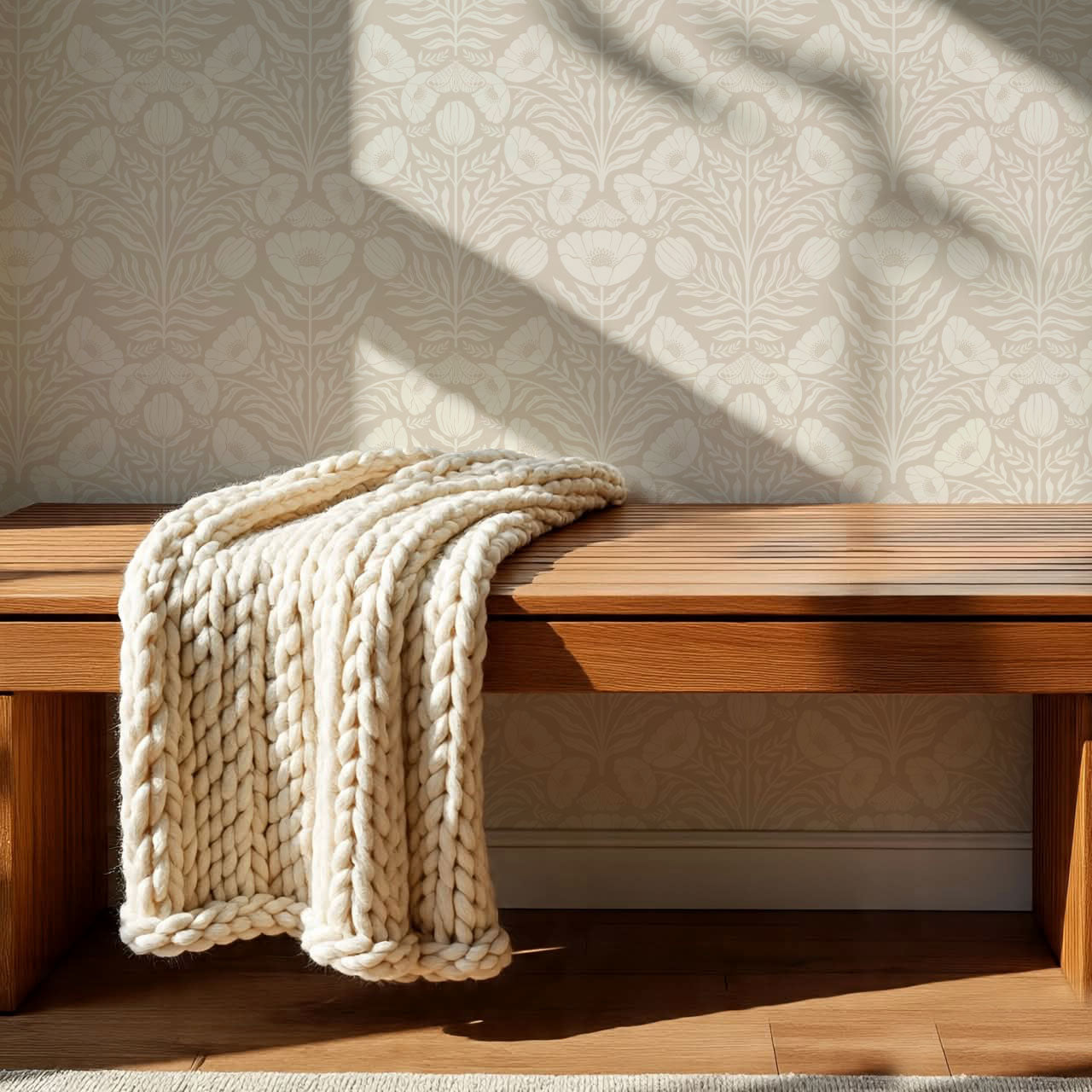 Ninette Moth Wildflower Garden Beige Wallpaper