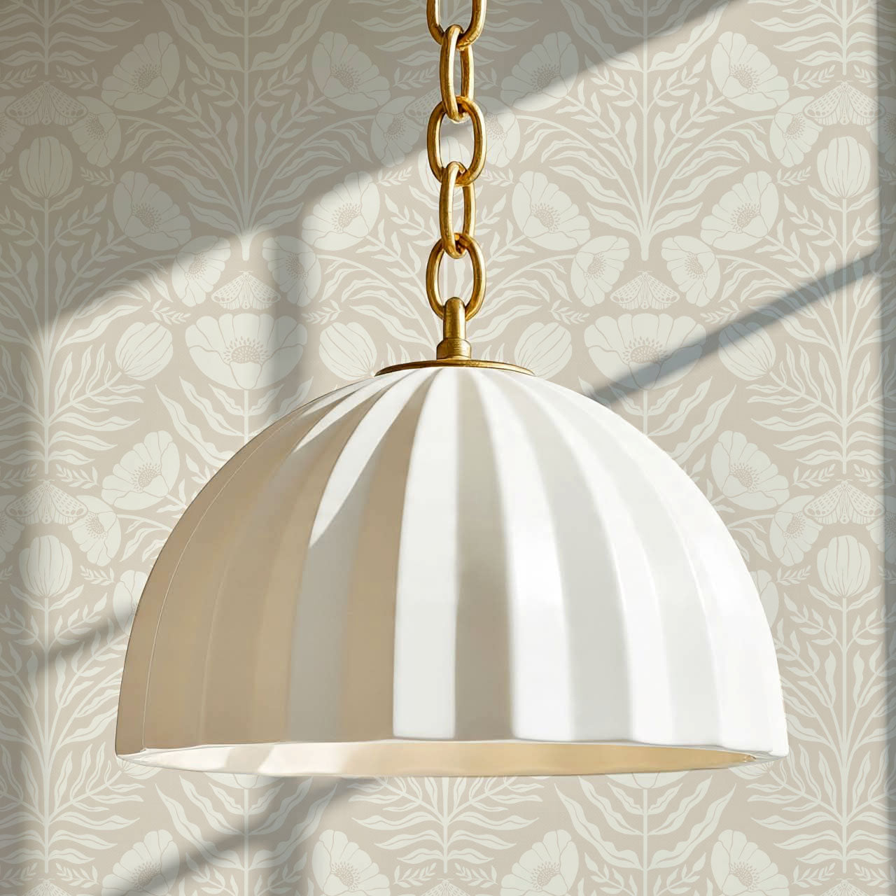 Ninette Moth Wildflower Garden Beige Wallpaper