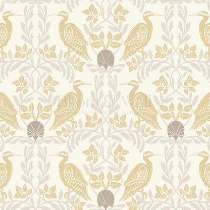 Noa Vintage Art Nouveau Herons Gold Wallpaper