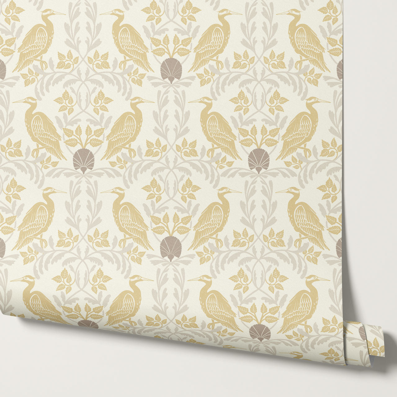 Noa Vintage Art Nouveau Herons Gold Wallpaper