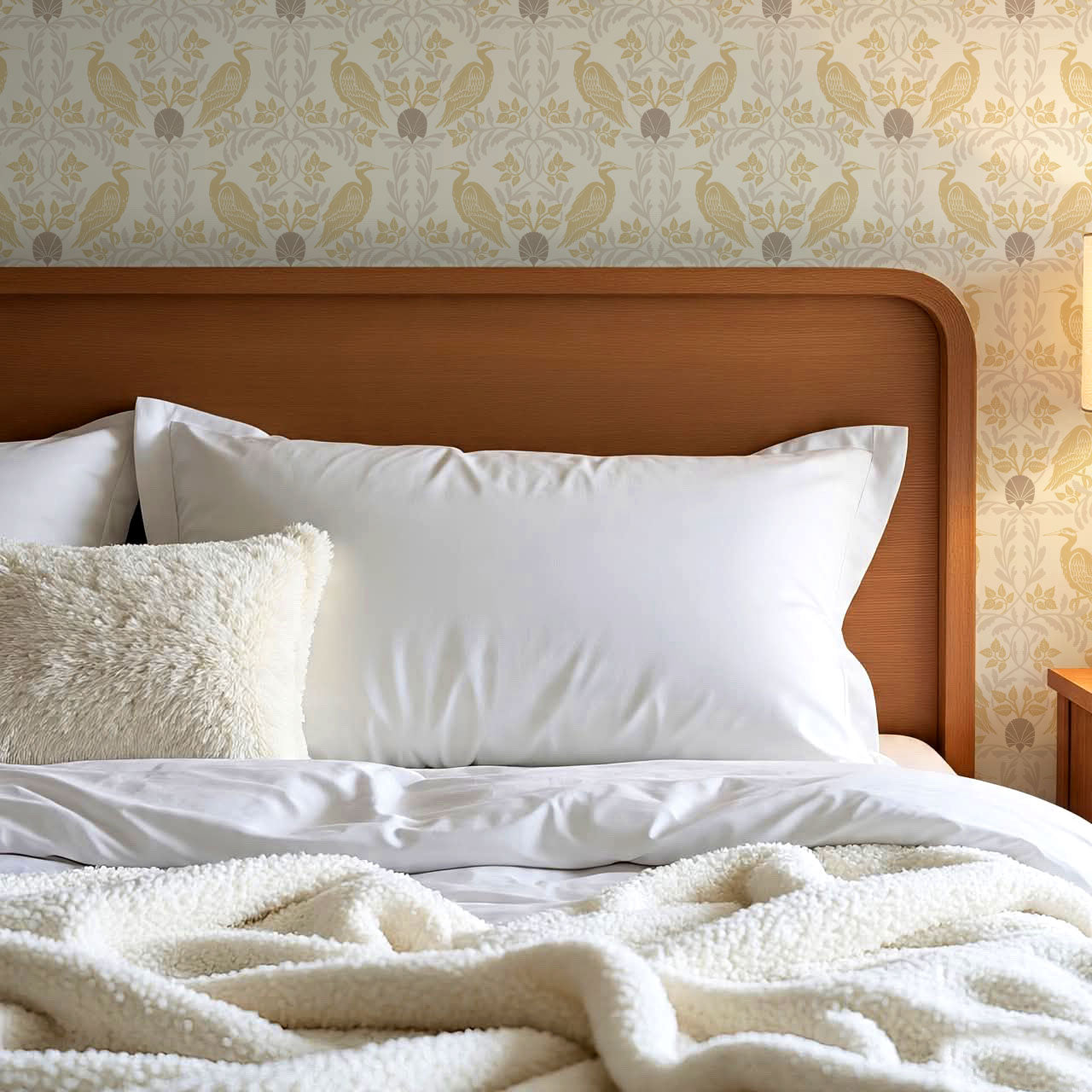 Noa Vintage Art Nouveau Herons Gold Wallpaper
