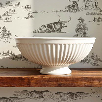 Noemi Western Longhorn Cowboy Charcoal Cream Wallpaper