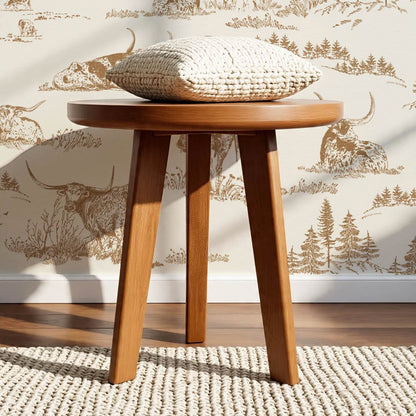 Noemi Western Longhorn Cowboy Tawny Cream Wallpaper