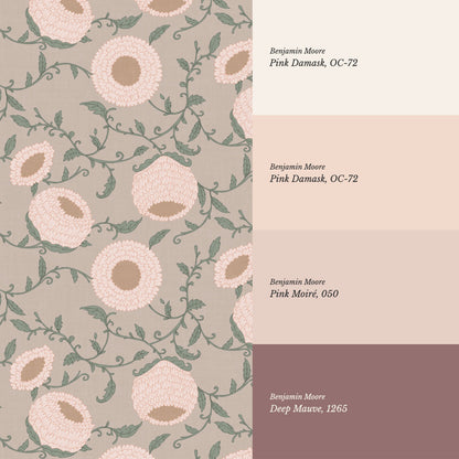 Nora Woodblock Peony Blush Wallpaper