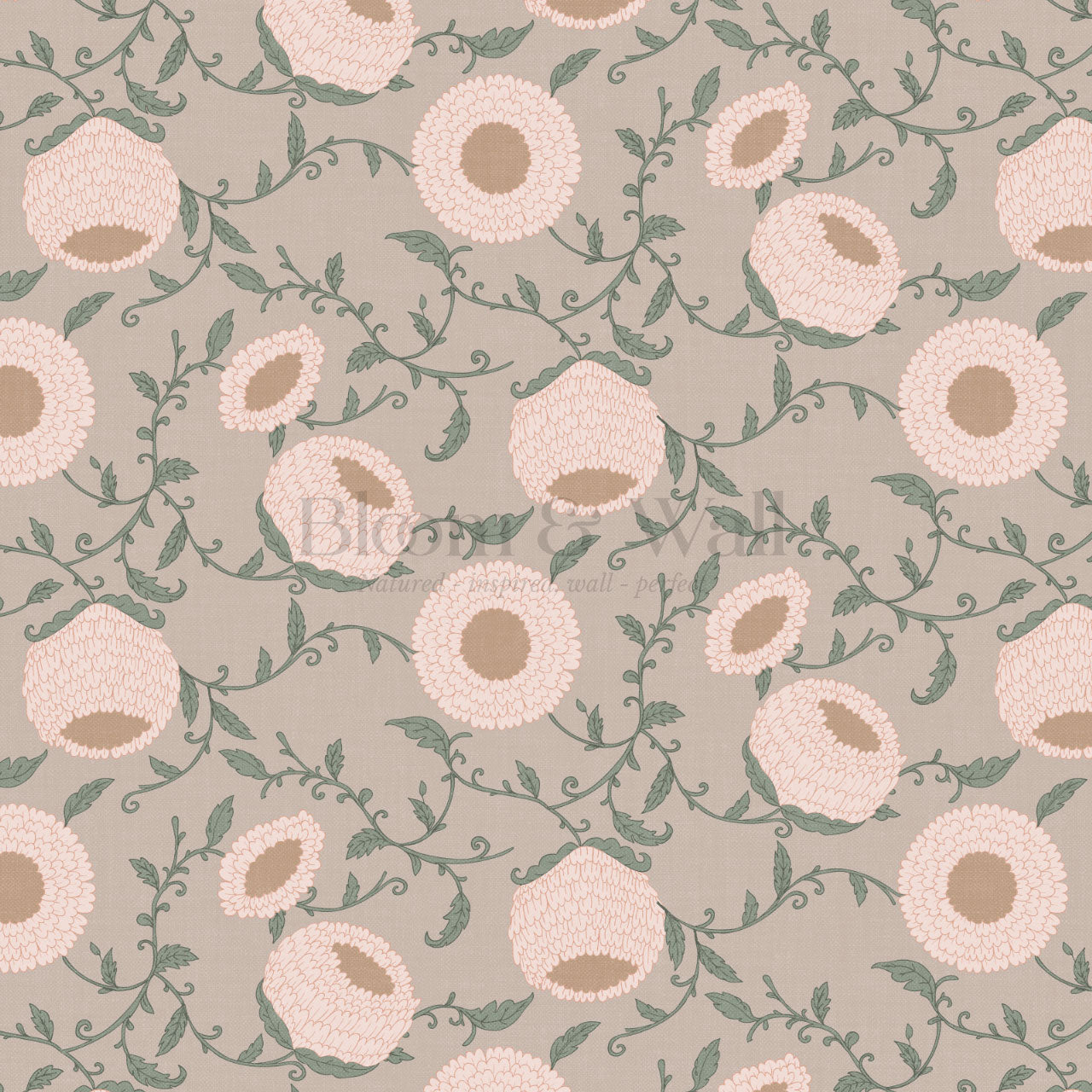 Nora Woodblock Peony Blush Wallpaper