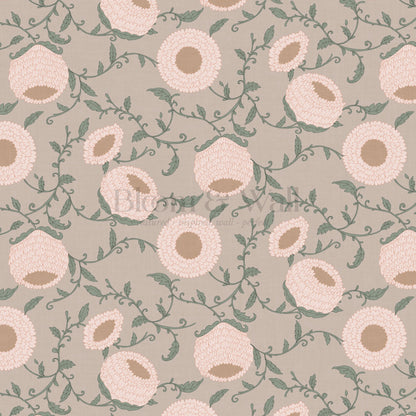 Nora Woodblock Peony Blush Wallpaper