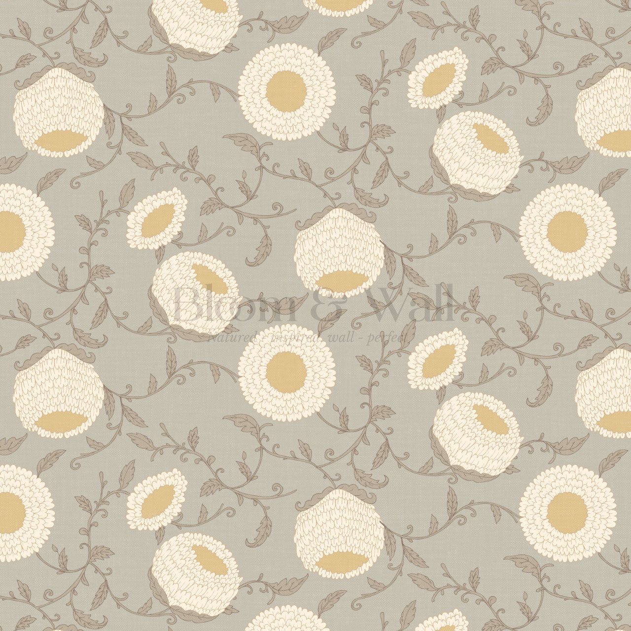 Nora Woodblock Peony Stone Wallpaper
