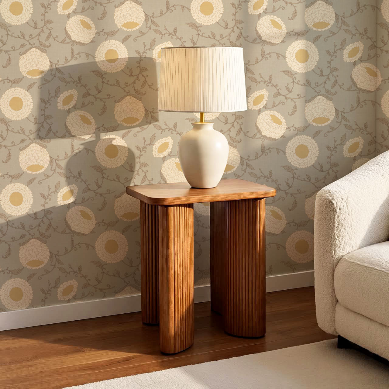 Nora Woodblock Peony Stone Wallpaper