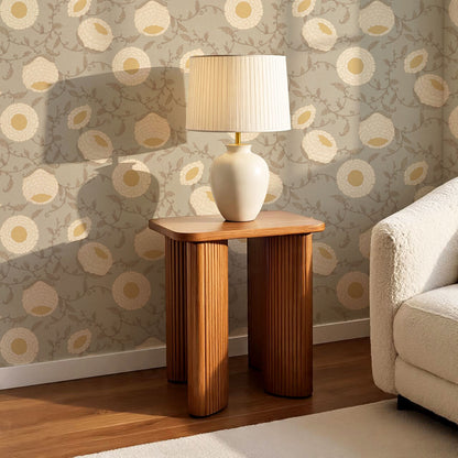 Nora Woodblock Peony Stone Wallpaper