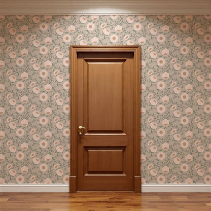 Nora Woodblock Peony Blush Wallpaper