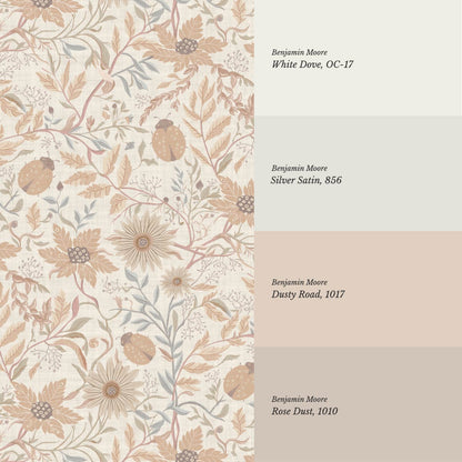 Noreen Ladybugs and Daisies Antique Nude Beige Wallpaper