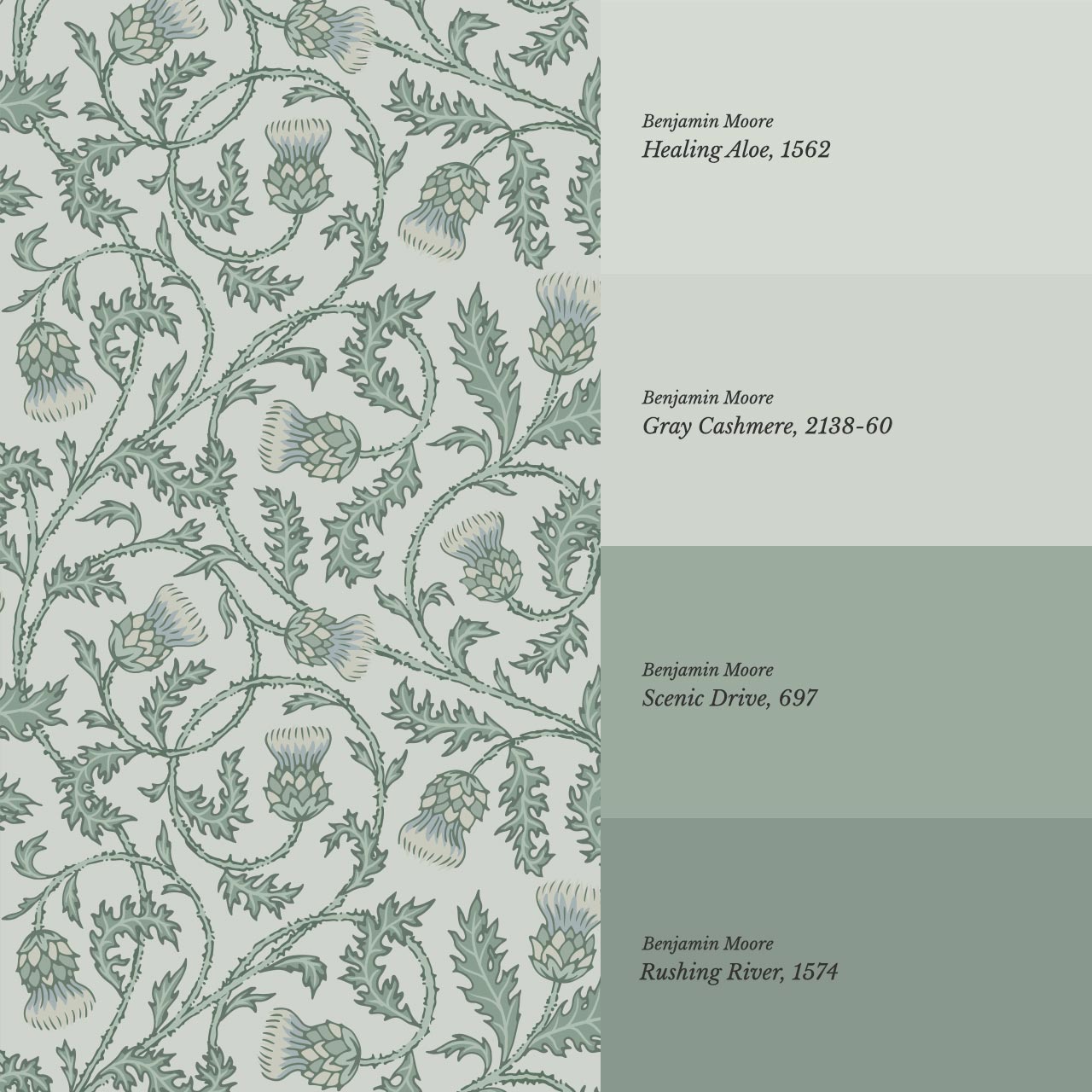 Nova Twisting Thistle Green Wallpaper