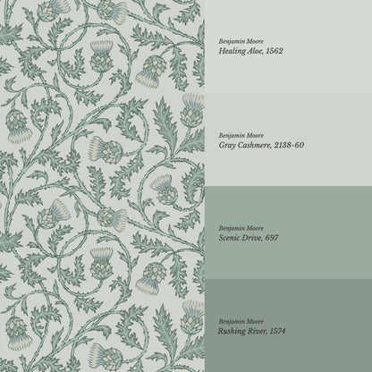 Nova Twisting Thistle Green Wallpaper