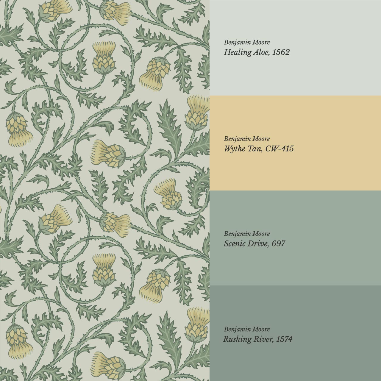 Nova Twisting Thistle Green Yellow Wallpaper