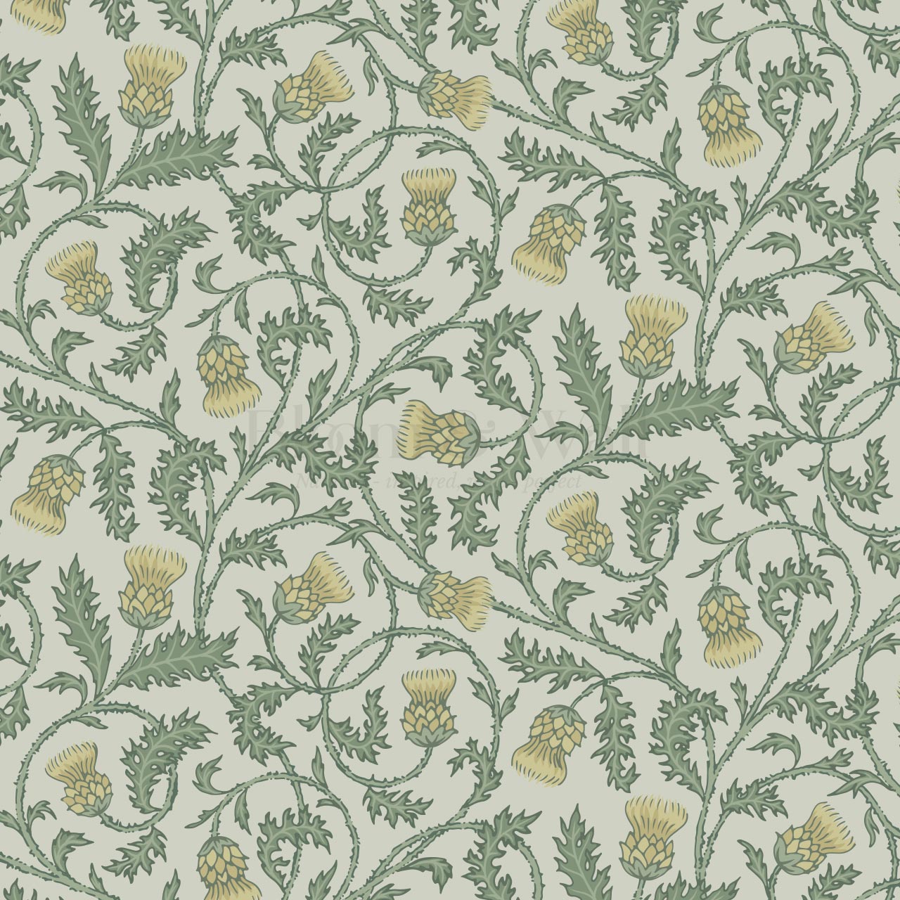 Nova Twisting Thistle Green Yellow Wallpaper