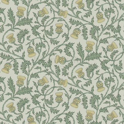 Nova Twisting Thistle Green Yellow Wallpaper