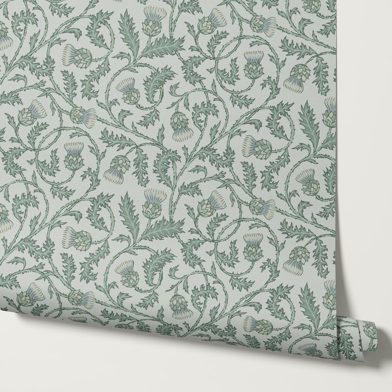 Nova Twisting Thistle Green Wallpaper