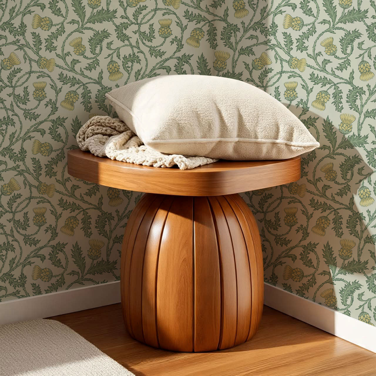 Nova Twisting Thistle Green Yellow Wallpaper